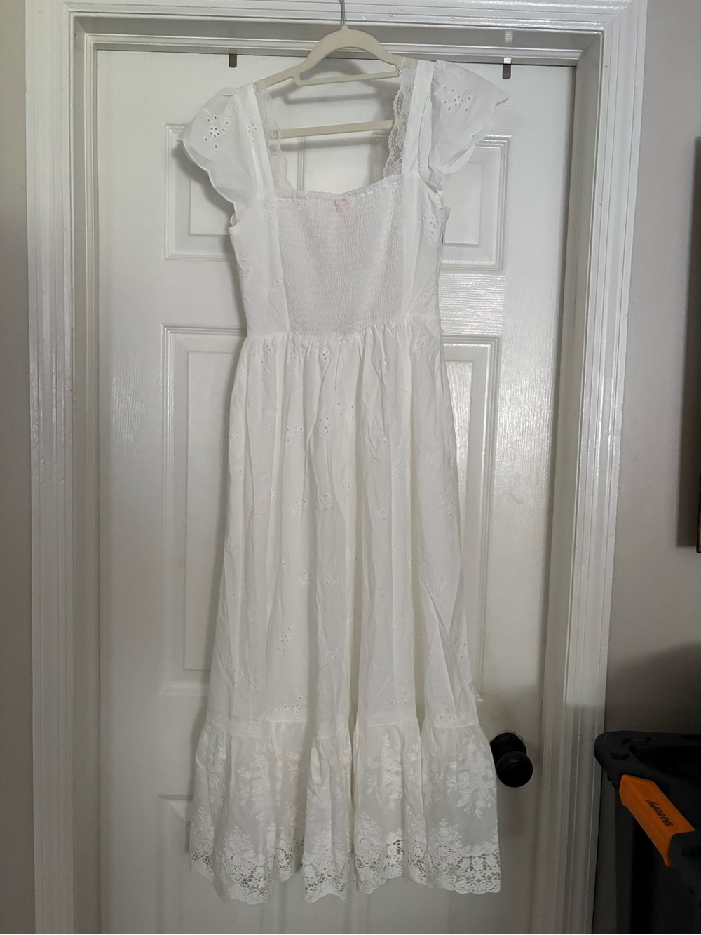 American Heiress Antoinette Embroidered Cotton Midi Dress in White - Picture 7 of 8